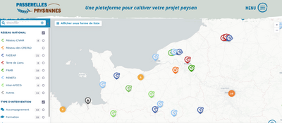 La carte des acteurs de l'accompagnement à l'installation paysanne