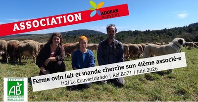 Ferme ovin lait et viande cherche associé-e