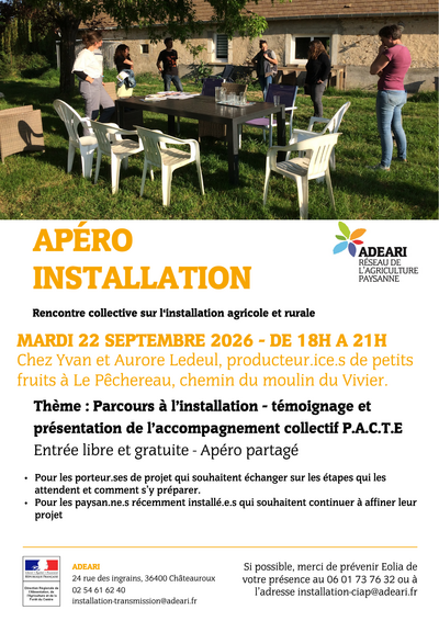 Apéro installation le 22 sept 2026 !
