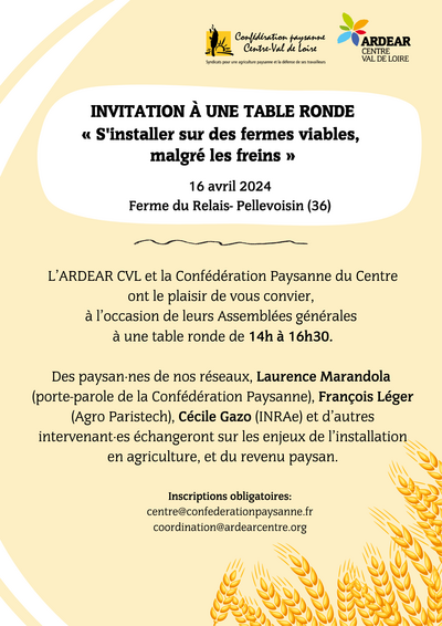 Table Ronde sur l'installation en agriculture paysanne le 16 avril 2024